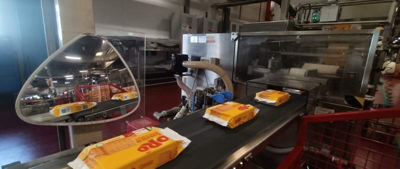 biscuits showing on a factory conveyor belt